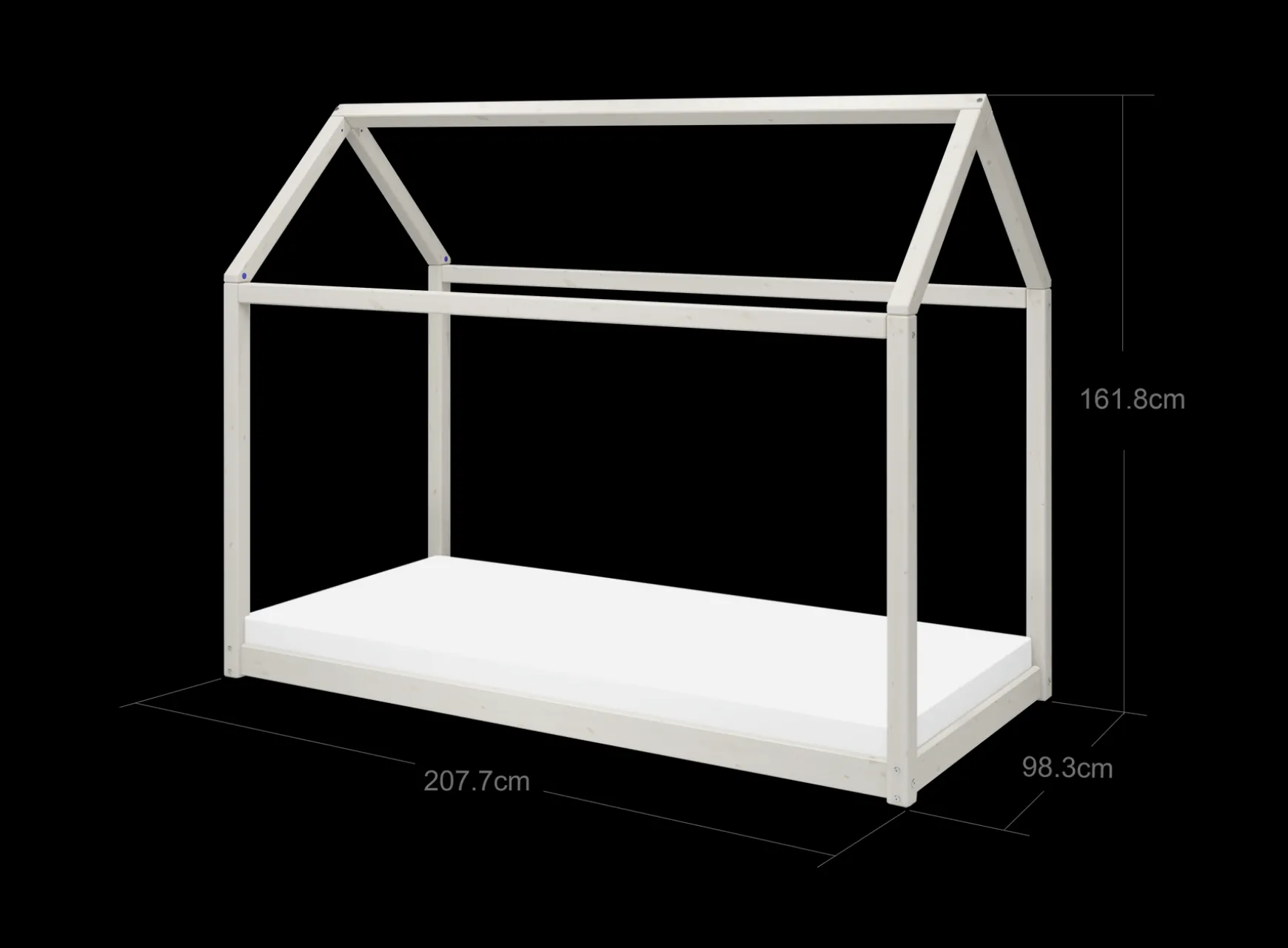 COTTAGE Enkeltseng, White Washed Pine, 90x200 cm