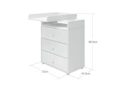 Puslebord, 3 skuffer